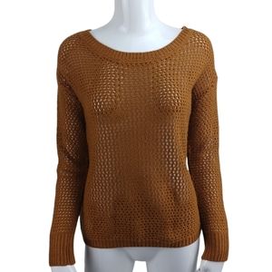 PURPLE SNOW Perforated Scoop Neck Sweater Mustard Small